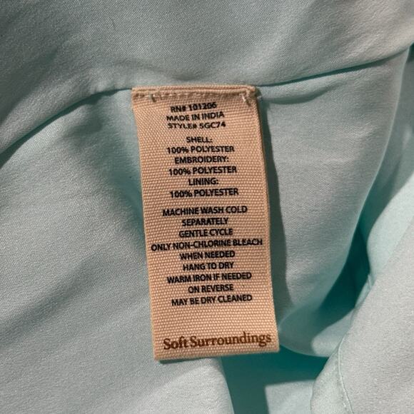 Soft Surroundings Size 1X Baroque Maxi Dress Aqua Gold Floral Boho Hippie Flowy - Picture 9 of 11